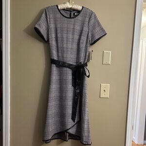 DKNY Black and White Checkered High Low Dress